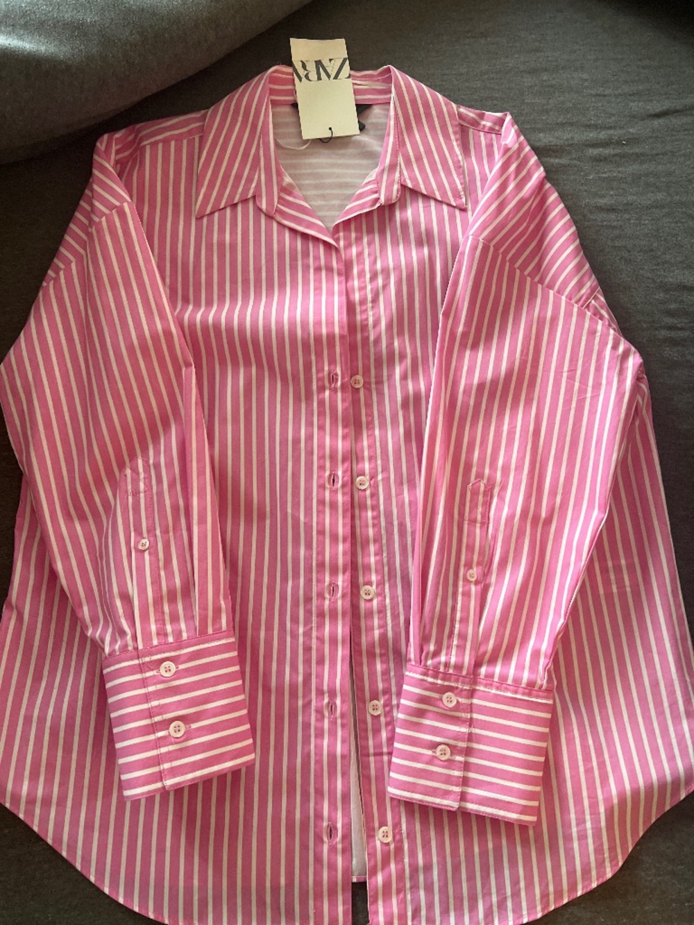Zara Pink & White Striped Button-Down Shirt – NWT